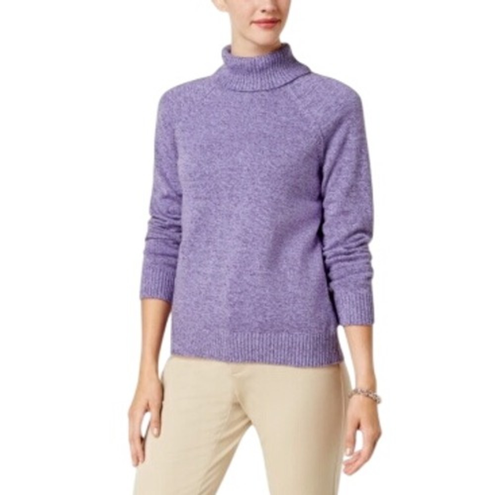 464. Karen Scott Petite Cotton Turtleneck Sweater Purple Size PL Soft Knit Top